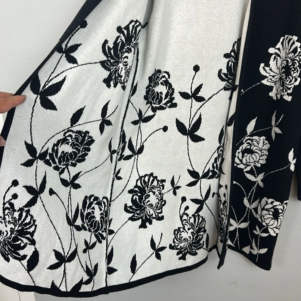 ALFANI Arched Garden Open Cardigan Black Sz S